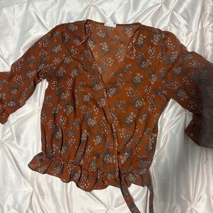 Floral Wrap Blouse